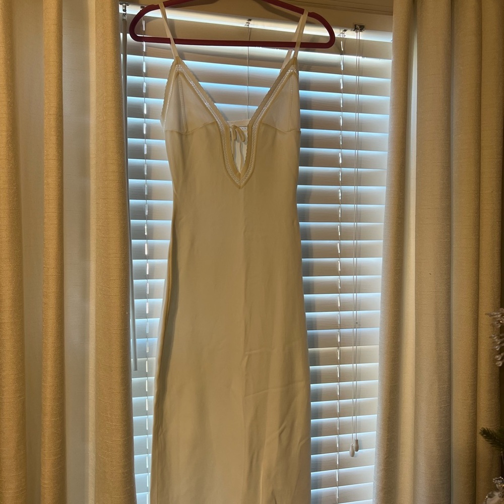 Meshki White Lace-Trimmed maxi Dress